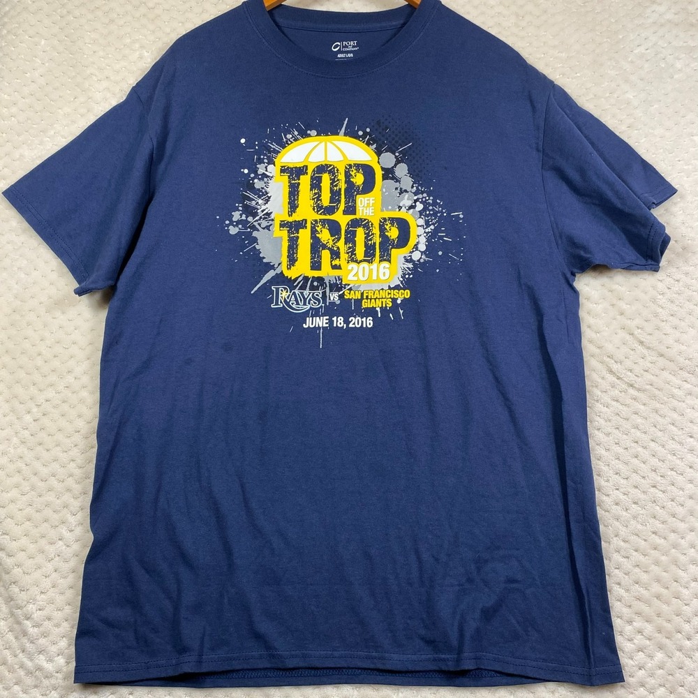 Tampa Bay Rays vs San Francisco Giants Top The Trop 2016 Tshirt Mens Large Blue